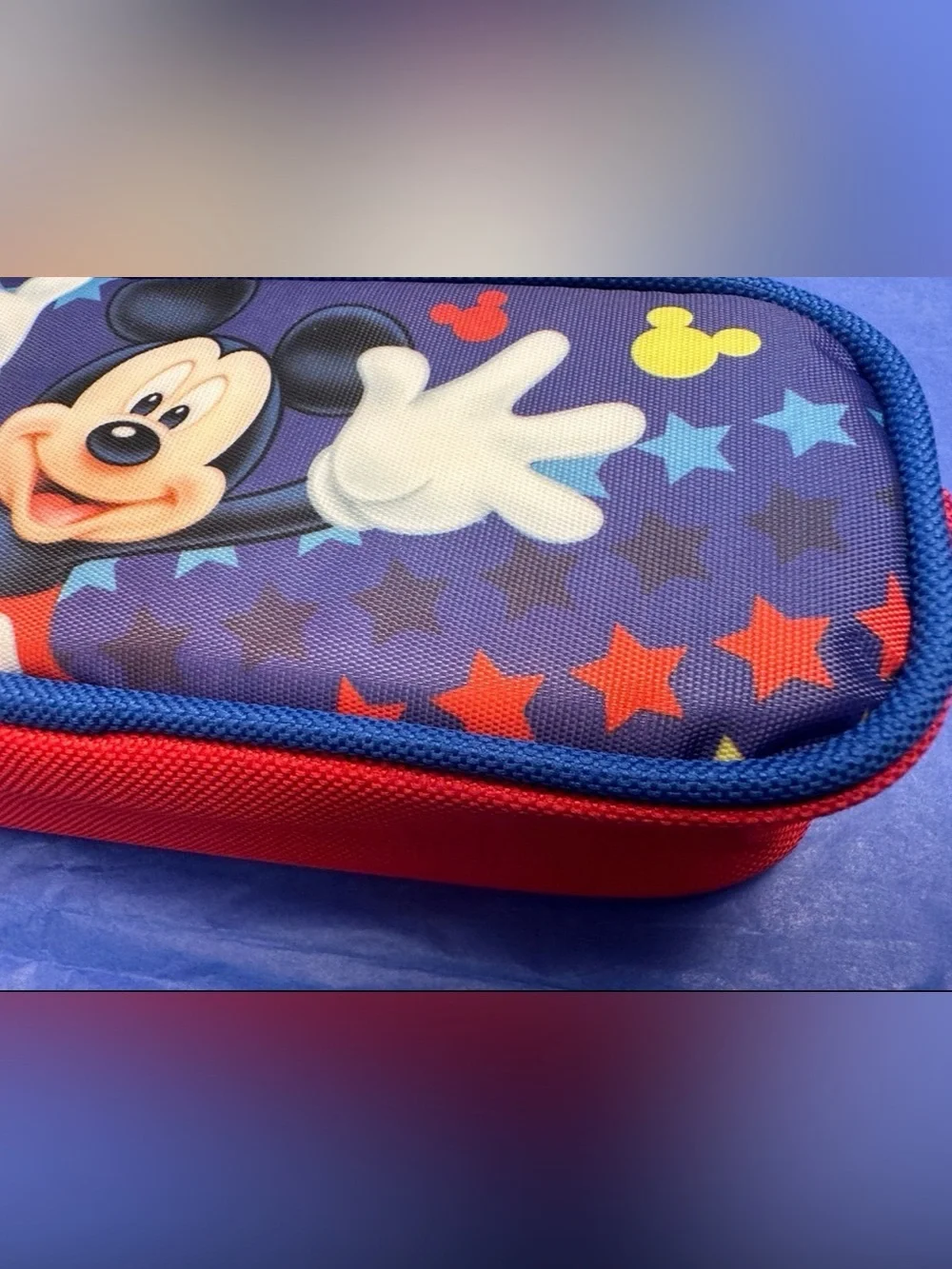 Disney Mickey Mouse Blue and Red Star Pencil Pouch*Brand New*